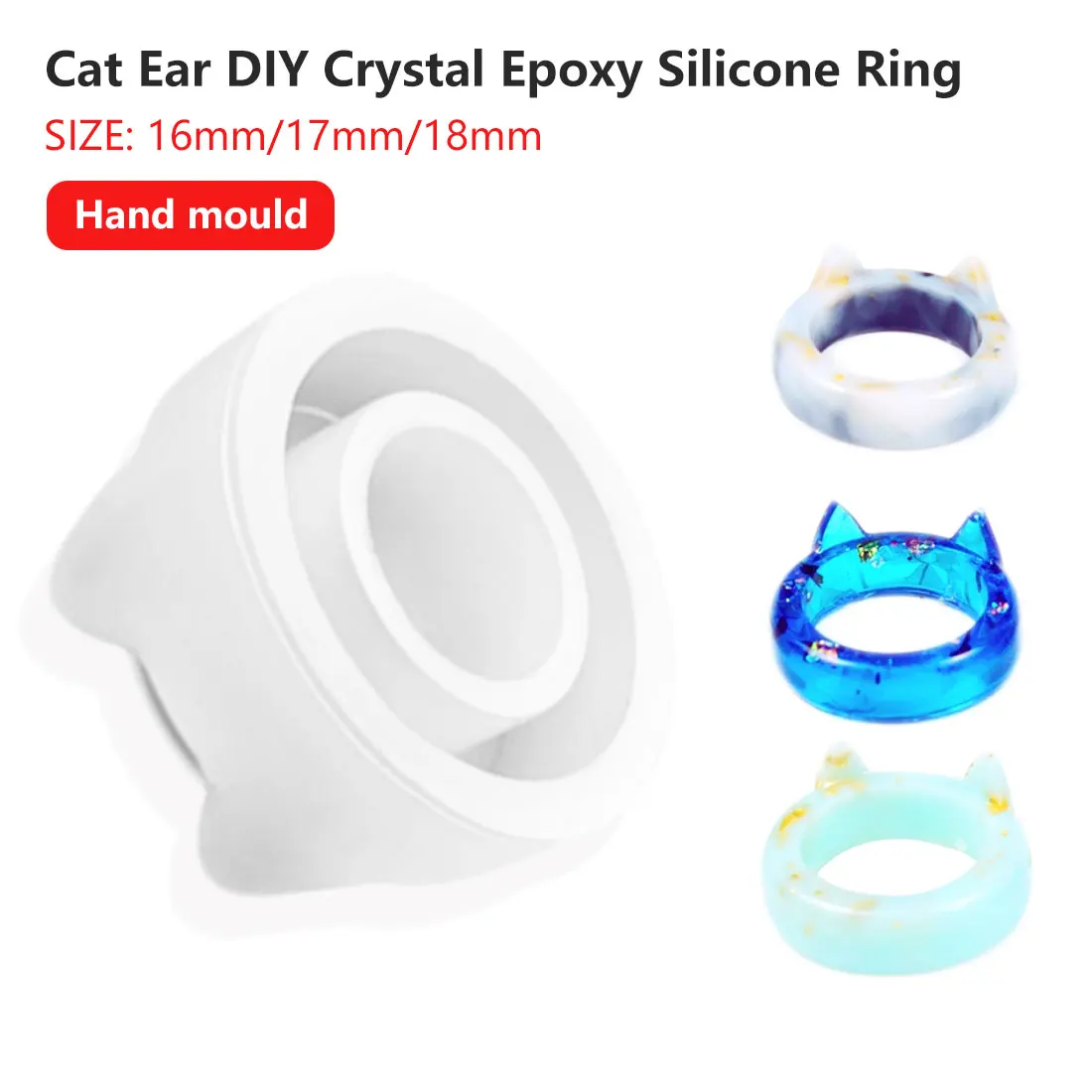 

2019 New Transparent DIY Silicon Round Cat Ear DIY Crystal Epoxy Silicone Ring Hand Mold Making Tools resin for jewelry