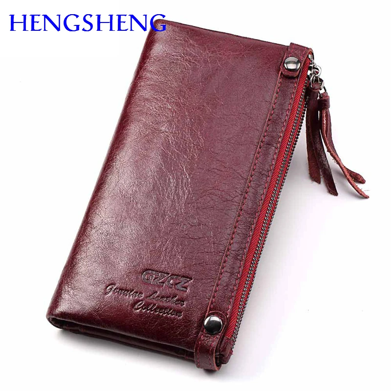 

Hengsheng fashion genuine leather women long wallet with cow leather female wallet of coin pocket long lady wallet