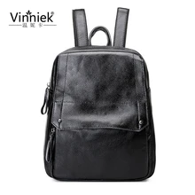 Vinniek женщины рюкзак модные женские школьные сумки для девочек-подростков черного цвета из воловьей кожи + PU кожа 2017 Рюкзаки Путешествия Bagpack ноутбук