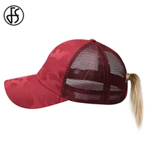 FS Открытый 5 панельные бейсболки с камуфляжным рисунком женский хвостик летняя кепка-бейсболка грязная булочка шляпы от солнца хип хоп модная сетчатая Кепка-бейсболка