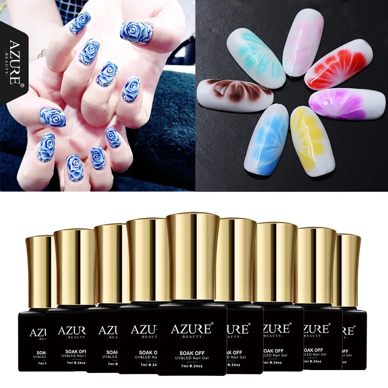 Nail Art Bianco E Oro Donna Moderna Azure Fiore Di Bellezza 7 Ml Pz Gel Uv Smalto Per Unghie Illuminare Colori Diy