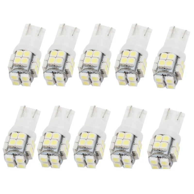 

10PCS New DC 12V LED T10 W5W 3528 20SMD LED White Auto Clearance Lights Lamp Car License Plate Lights Door Lamp JTCL046-ly