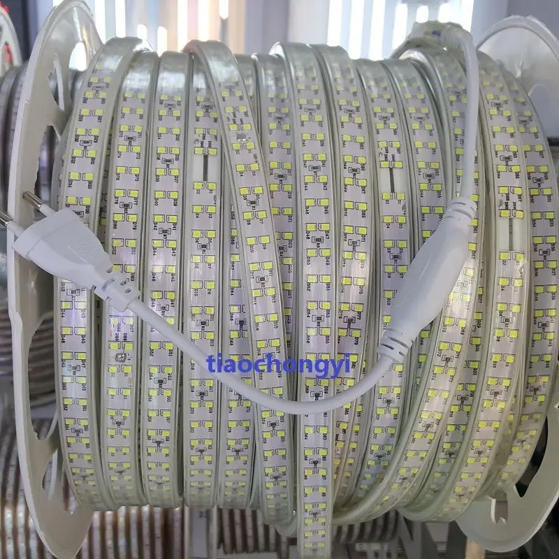 #Best 1 10M 220V 2835 Warm White Double Row LED Strip Rope Light Lamps 180LED M +Plug