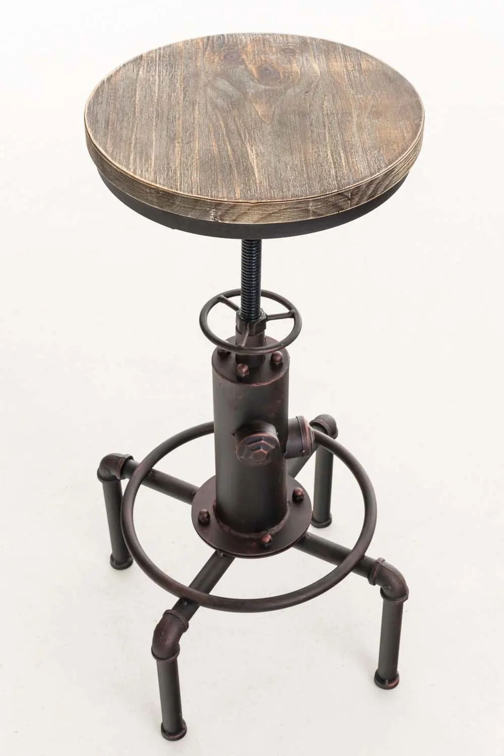 Set of 2 Fire Hydrant Design Swivel Industrial Bar Stool Height Adjustable Pinewood Top Kitchen Dining Chair with Footrest Set of 2 Fire Hydrant Design Swivel Industrial Bar Stool Height Adjustable Pinewood Top Kitchen Dining Chair with Footrest