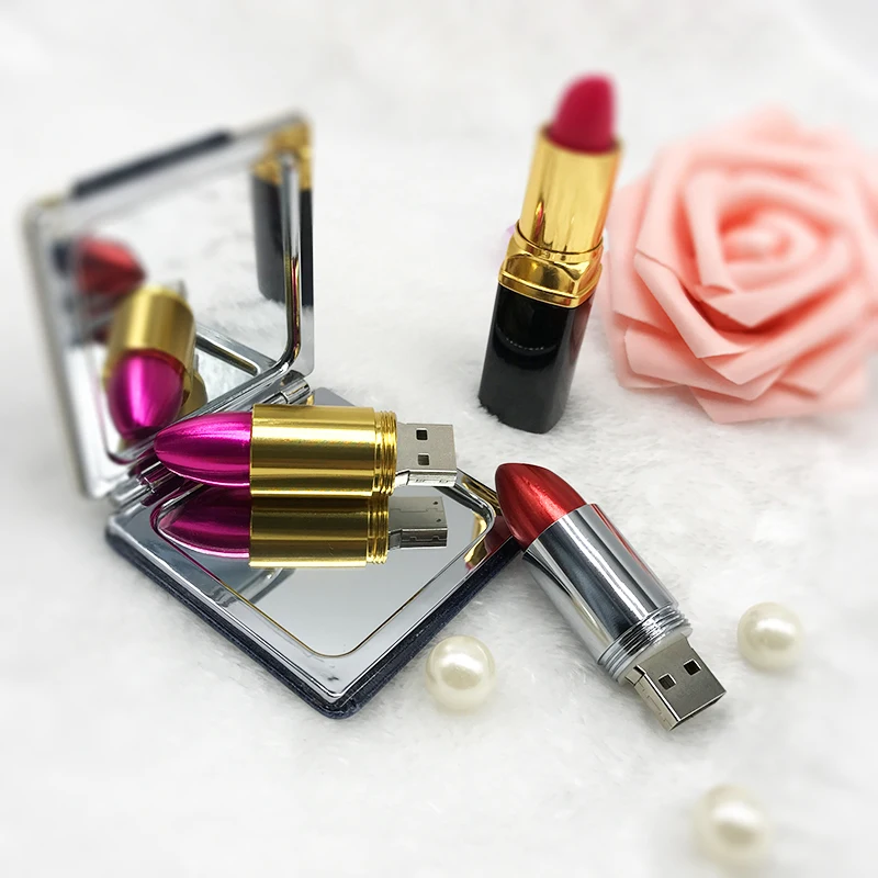 Popular Gift for Girls USB Flash Drive Pink Red Metal lipstick 4GB 64GB 8GB PenDrive 16GB 32GB 64GB Pen Drive USB Memory Sticks