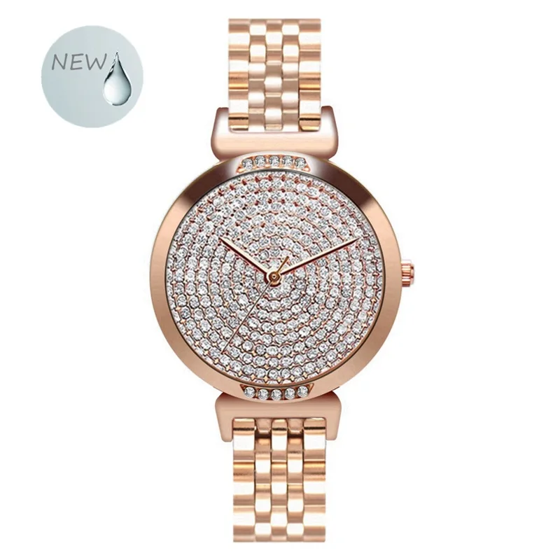 

Gypsophila New ladies watch jewelry set with diamonds large dial ladies quartz watch fashion belt mesh watch of women 01