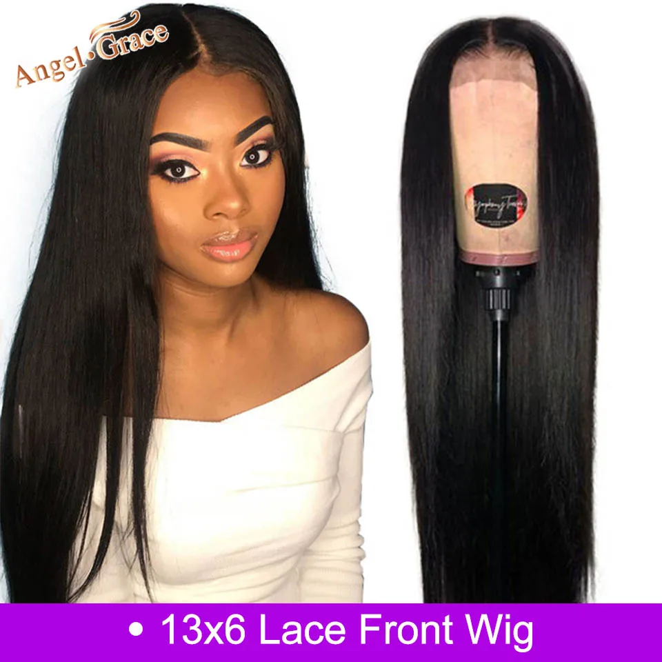 Angel Grace Hair 13х6 парик на фронте шнурка перуанские прямые волосы человеческие парики