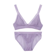 Wriufred ультра-тонкий сетчатый кружевной бюстгальтер с треугольными чашечками, комплект комфортного женского нижнего белья, комплекты нижнего белья размера плюс, бюстгальтер без бретелей