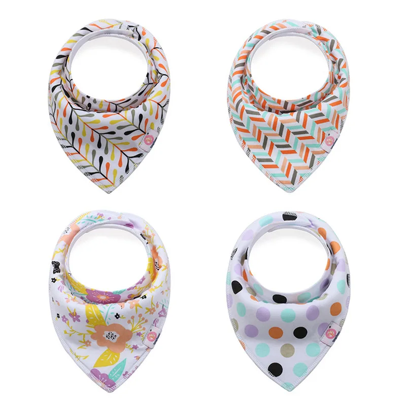 Teenster Bib Cartoon Printing Baby Bibs 4pcs/lot Pure Cotton Double-deck Fashion Burp Cloths Baby Cloth Bandana Bibs Cheap Stuff