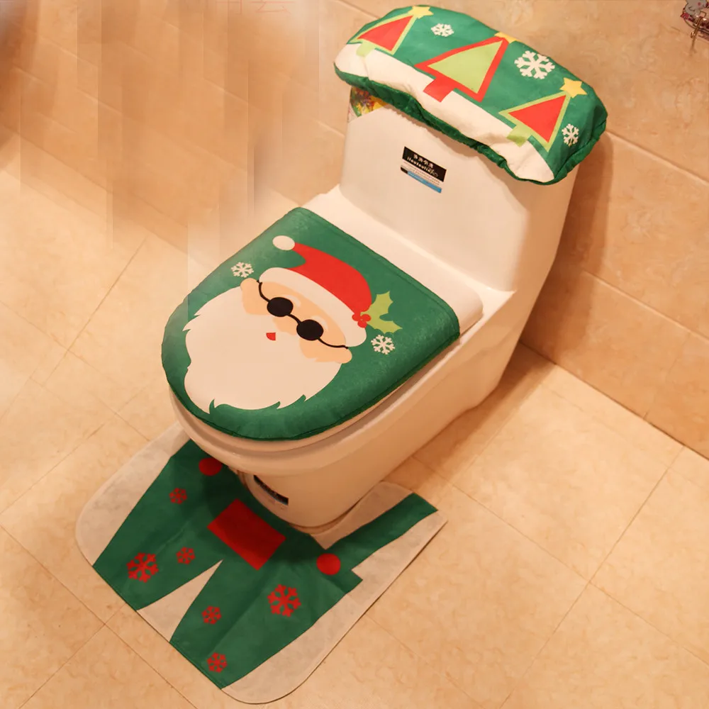3 шт. рождественское сиденье для унитаза и чехол Санта Клаус коврик для ванной комнаты Рождественский милый Декор рождественские украшения для дома товары для дома