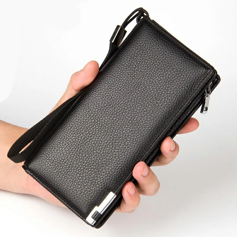 Мужской длинный кошелек бумажники сумка для хранения из искусственной кожи на молнии с пряжкой модные для монет денежные карты бизнес Carteira Masculina