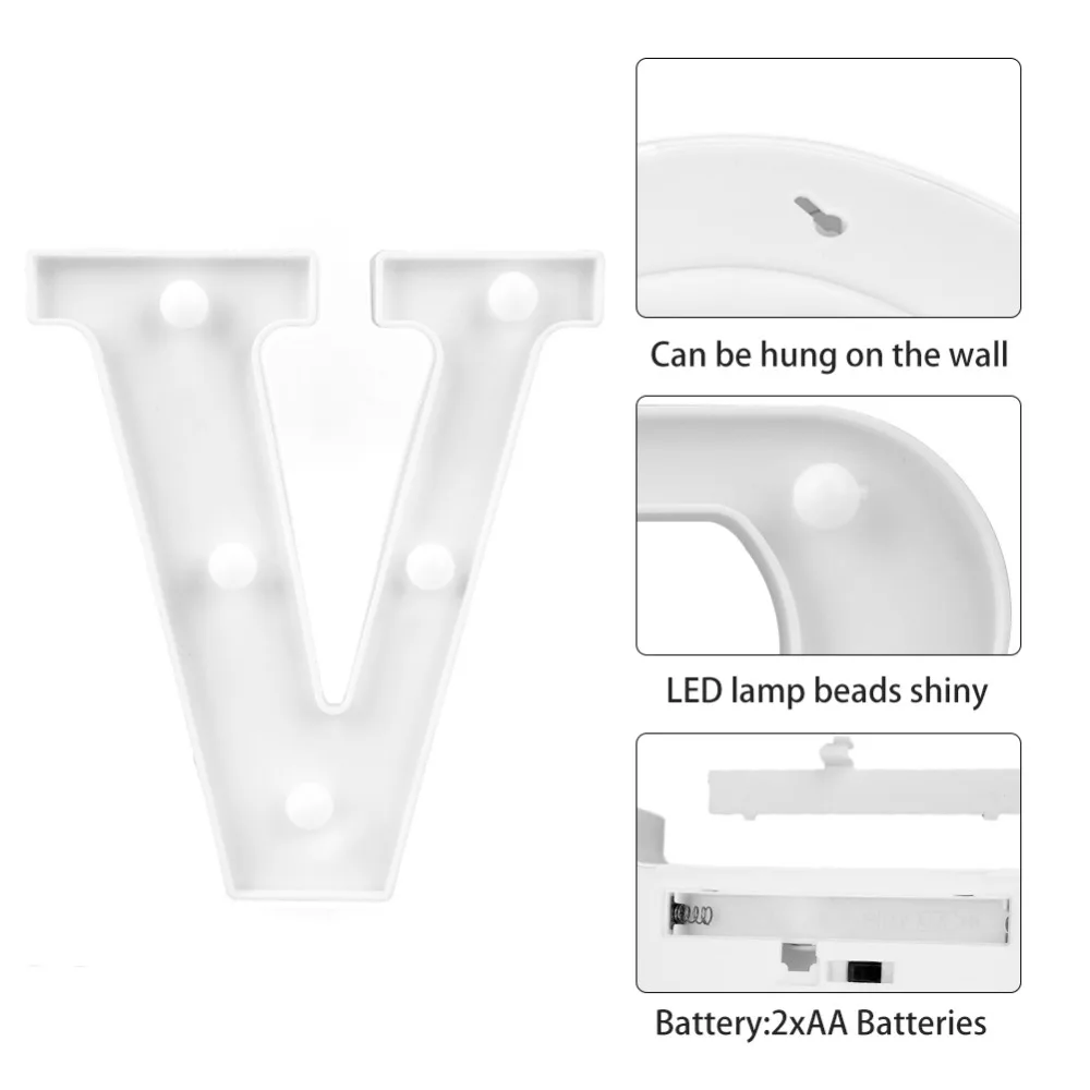 3D 26 букв Алфавит светодиодный светильник Marquee знак светильник Крытый настенный ночник для свадьбы День рождения Декор светодиодный светильник