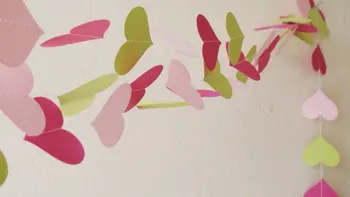 

Pink Fuchsia Green Paper Heart 10ft banners, paper garland, girl birthday party decor, banners, Party decoration.