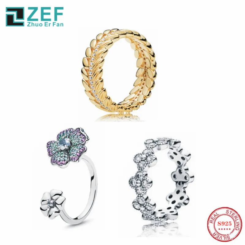 

ZEF pan 925 sterling silver ring for women 2019 fashion girl Irregular round classic elegant luxury original ladies jewelry