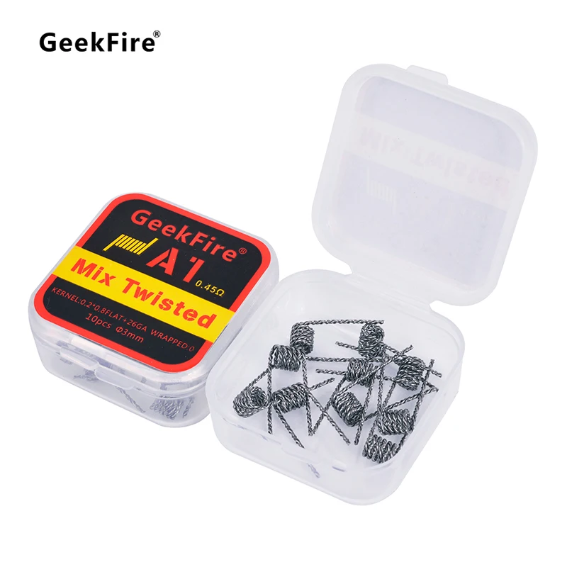 

10pcs GeekFire Prebuilt Coil A1 Clapton Alien Clapton Quad Mixed Twisted Heating Resistance Wire Coil RDA RDTA DIY Premade Coil