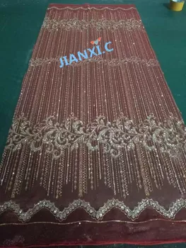 

New design african lace fabric DiuDiu-91207 with glued glitter sequins French tulle lace fabric