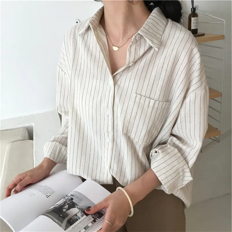 Beste 2019 Mazefeng Lente Herfst Vrouwelijke Shirts Vrouwen Gestreepte Shirts Kantoor Dame Stijl Vrouwen Shirts Solid Fashion Lange Mouwen
