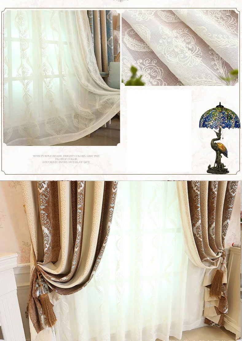 Thick Chenille Jacquard Curtains for Living Dining Room Bedroom Blackout Curtains Custom