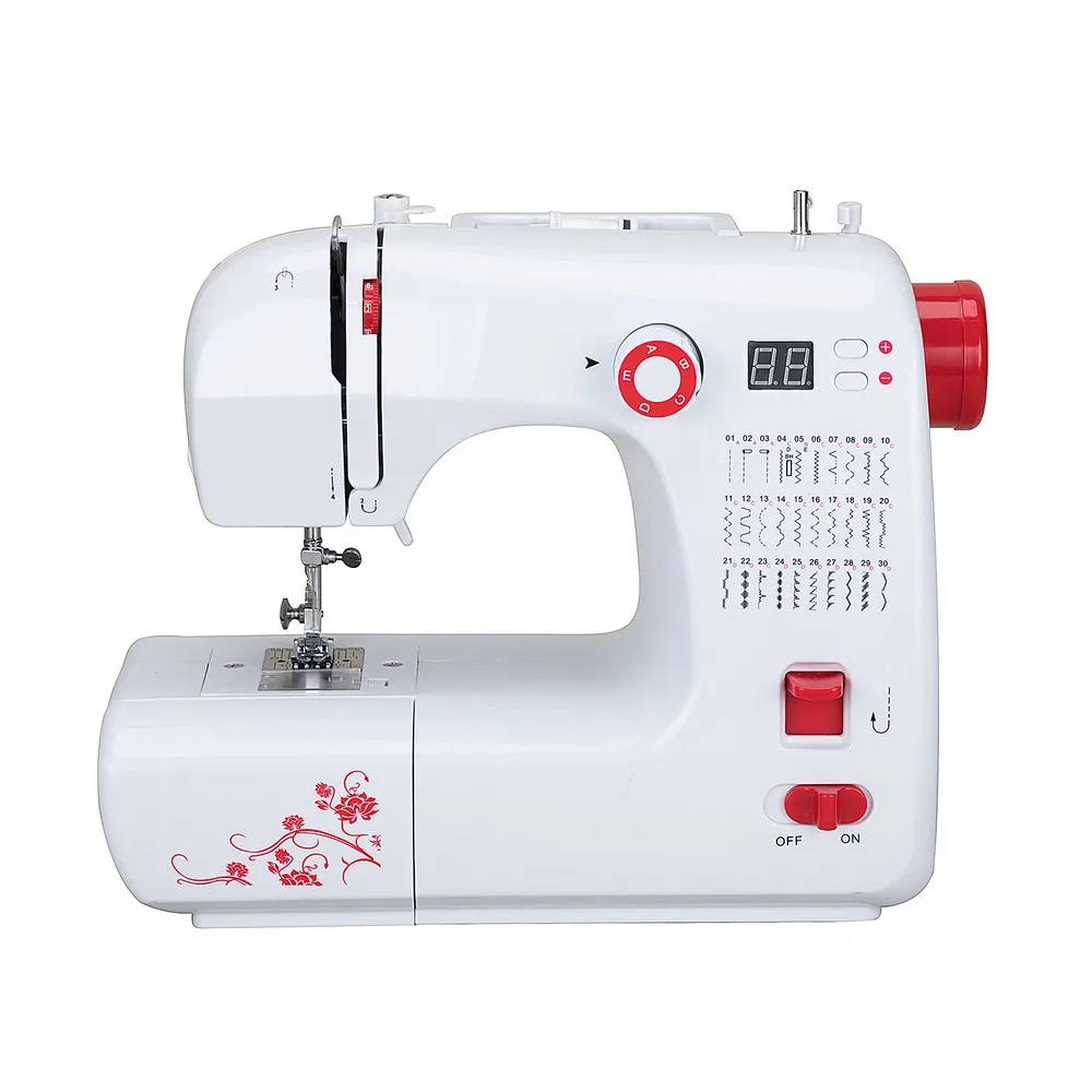 

Electric Household Sewing Machine 30 Stitch Patterns Double Thread Adjustable Speed LED Display Presser Foot Pedal AC100-240V