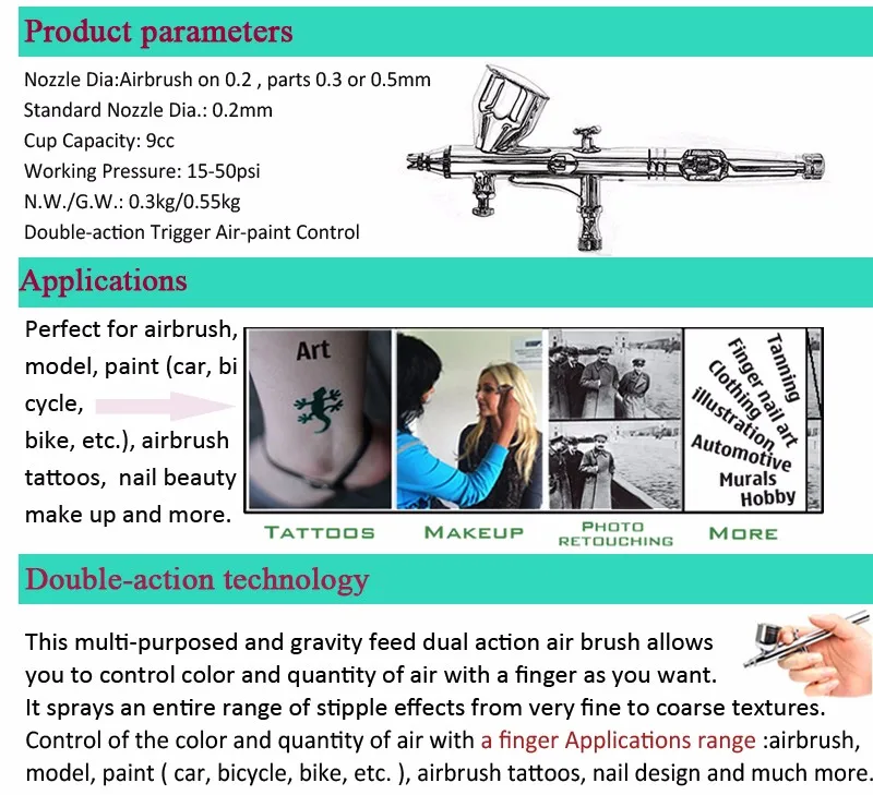 Аэрограф Комплект 0,2/0,3/0,5 мм иглы Красящие ручки щетки воздуха нейл-арта невесты Косметика для макияжа, а также для нанесения тату