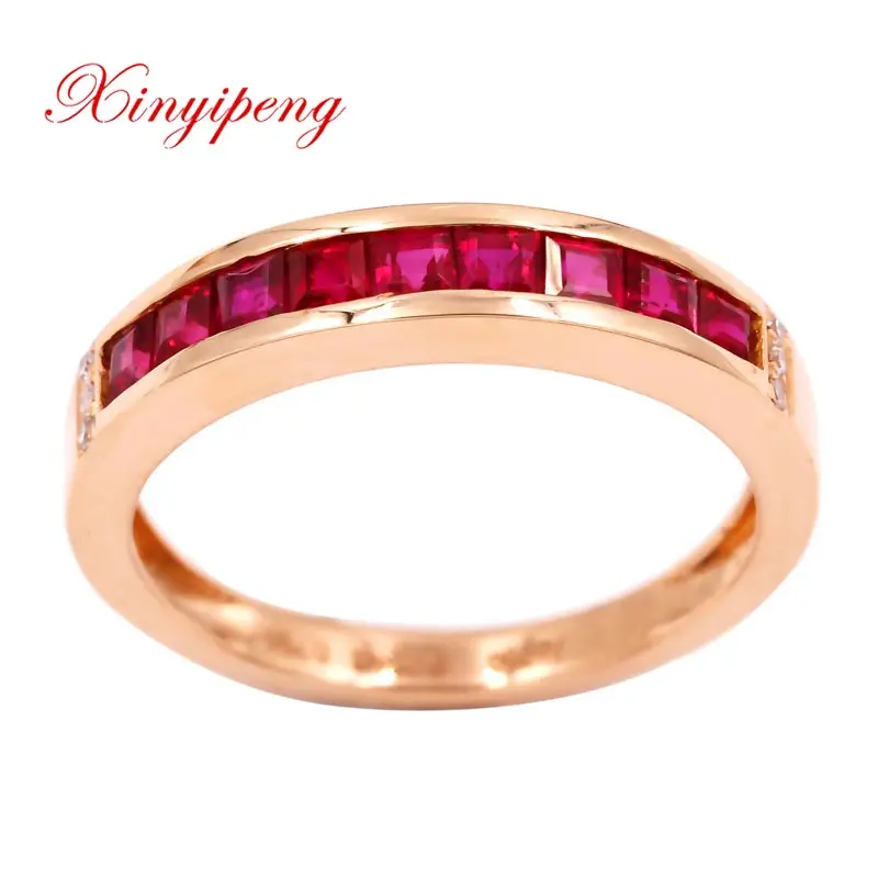 

Xin yi peng 18 k rose gold with diamonds natural pigeons red ruby ring women ring simple fine Au750