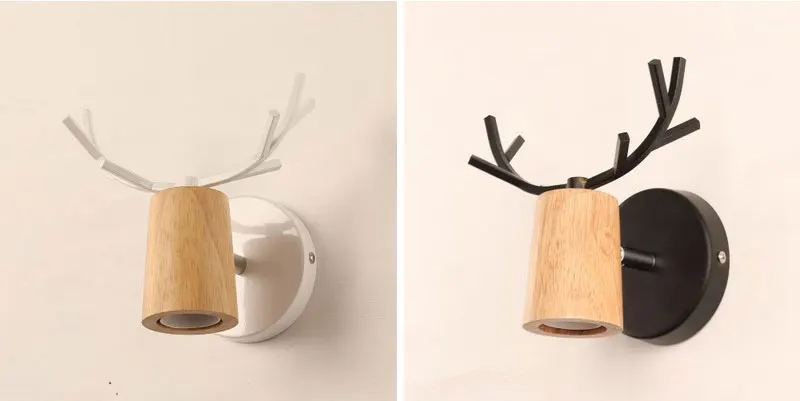 Nordic Creative Deer Antlers LED Wall Lamp Modern Wooden White Black Bedside Lights For Living Room Bedroom Corridor Wall Lights (2)