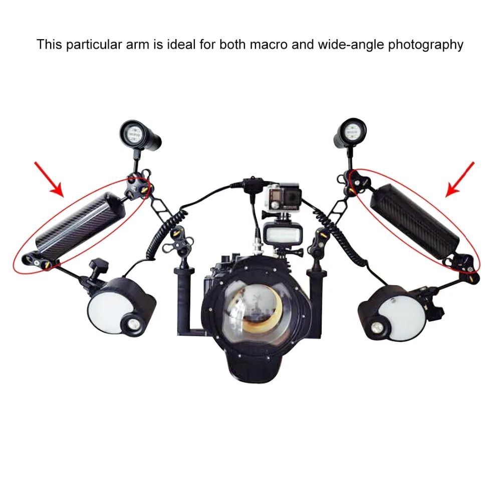 Flutuabilidade de Fibra Bandeja para Gopro Puluz Carbono Flutuador Aquático Braço Duplo Bola Flutuante Câmera Mergulho Subaquático - Smartphones - Image 5