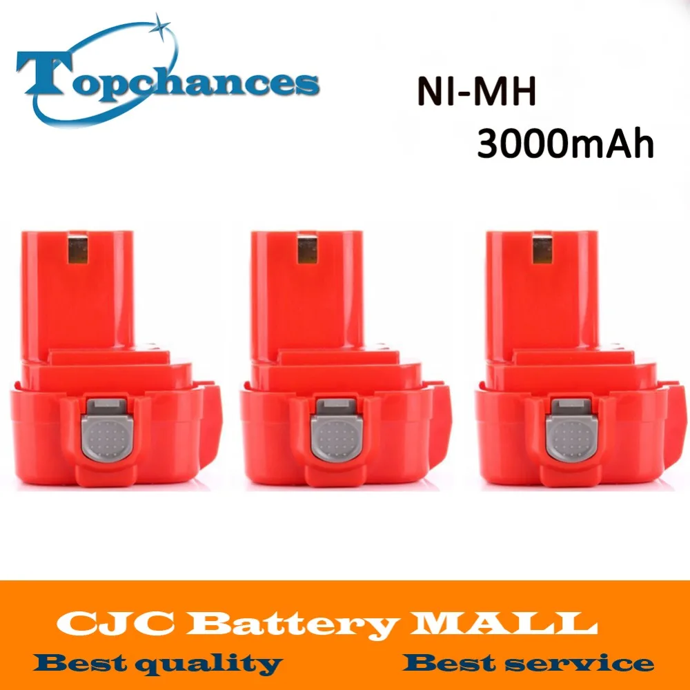 

3PCS 9.6V 3000mAh NI-MH Rechargeable Power Tool Battery for Makita 9100 9102A 9120 9122 PA09 6207D 192321-5 192534-A
