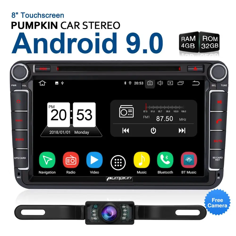 Тыква 2 Din 8 &quotАвтомобильный мультимедийный плеер Android 9 0 GPS Авторадио Стерео для