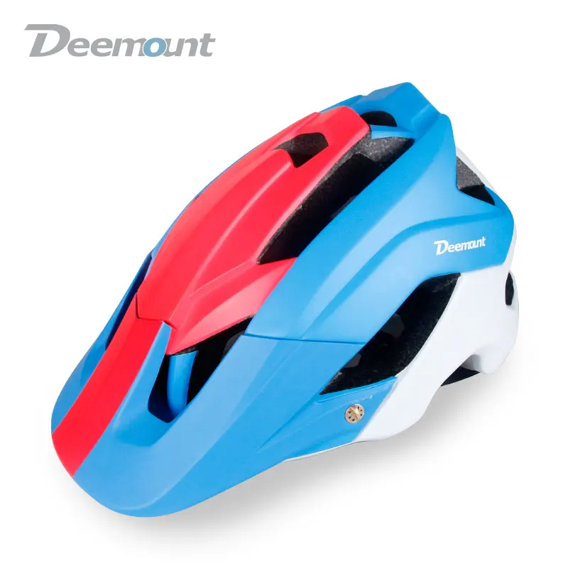 cheap Deemount Hot Bicycle Helmet Integrally molded 13 Air Cavities Bike Riding Safety Cap W Visor Unisex Cycle Racing Head Protectio