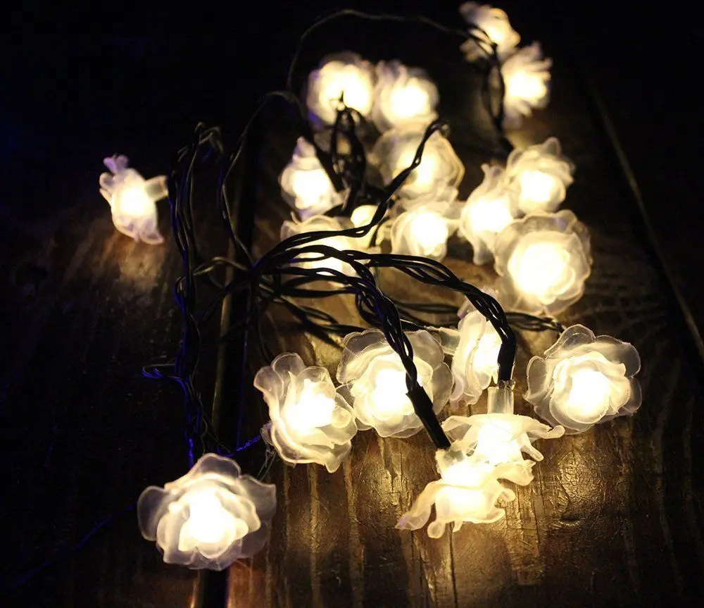 Светодиодный светильник с розами на солнечных батареях, для сада, рождественского дворика, свадьбы, вечерние, украшения для спальни, 4,8 м 20
