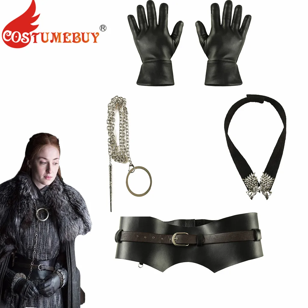 Costumebuy Game of Thrones 8 Санса Старк Косплэй перчатки поясной ремень шеи одежда аксессуары L920