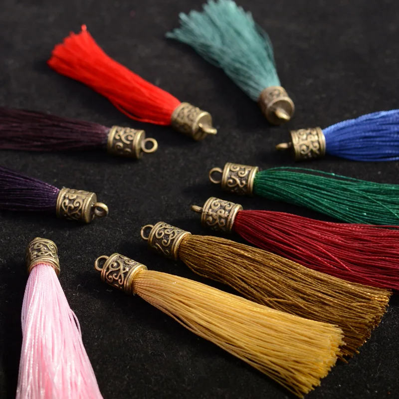 

Silk Tassel Charm Necklace Earring Findings Tassels DIY For Jewelry Finding Accessories 15pcs/lot