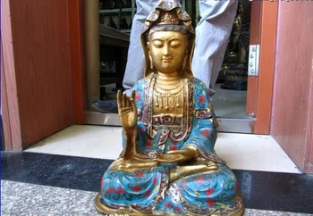 

USPS to USA S0035 17 INCH Tibet Bronze cloisonne Bodhisattva Kwan-Yin Guan Yin Buddha Statue