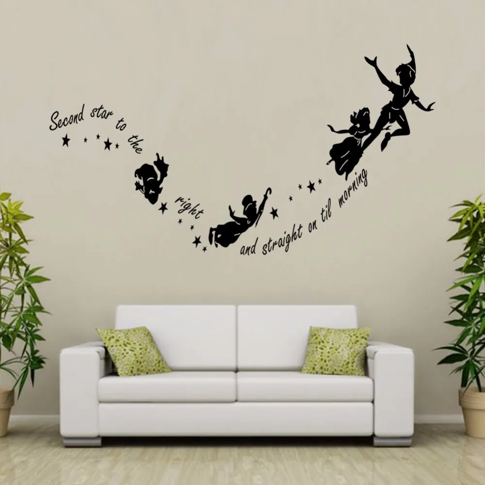 Peter pan Second Star To The Right Wall DIY Kid Bedroom Nursery Vinyl Decal Decor Removable PVC Cartoon Stickers | Дом и сад