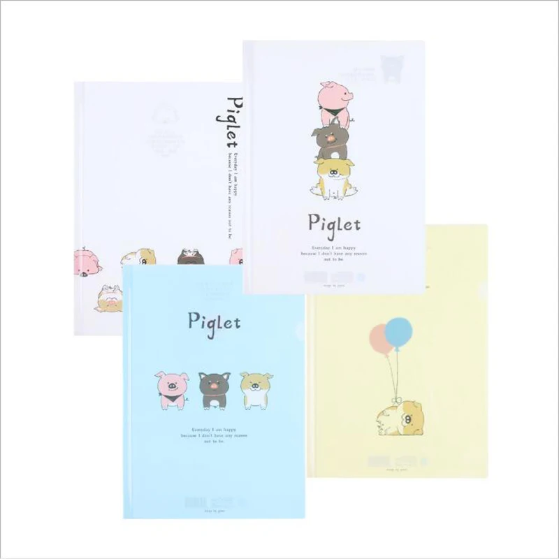 

12PCS A4 folder office data sorting bag student file storage clip cartoon shape pull rod clip PP material waterproof bag