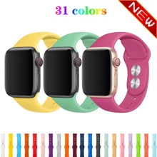 Силиконовый ремешок для спортивных часов для apple watch, ремешок 42 мм, 38 мм, версия apple watch 5/4/3/2/1 браслет для iwatch 44 мм 40 мм резиновый ремешок для часов ремень