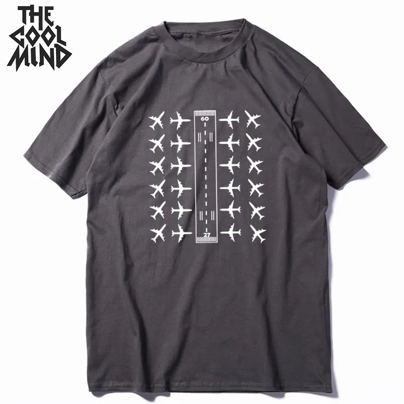 

COOLMIND 100% cotton short sleeve airport print men T shirt casual cool summer men tshirt o-neck tshirt mens tee shirts PL0153