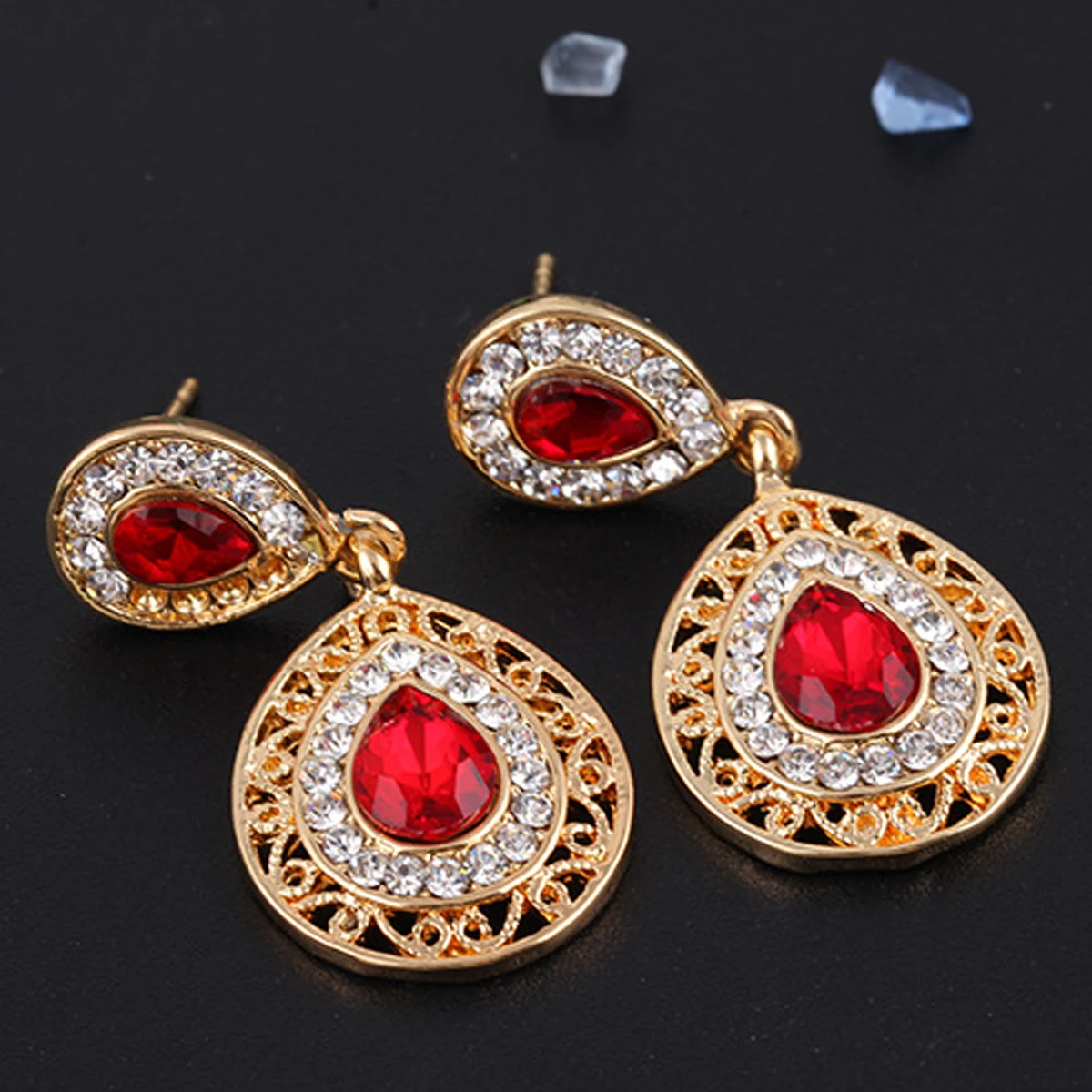 Fashion Wedding Bridal Jewelry Sets Rhinestone Austrian Crystal Jewelry Set Necklace Earrings Pendant Set Vintage Accessories
