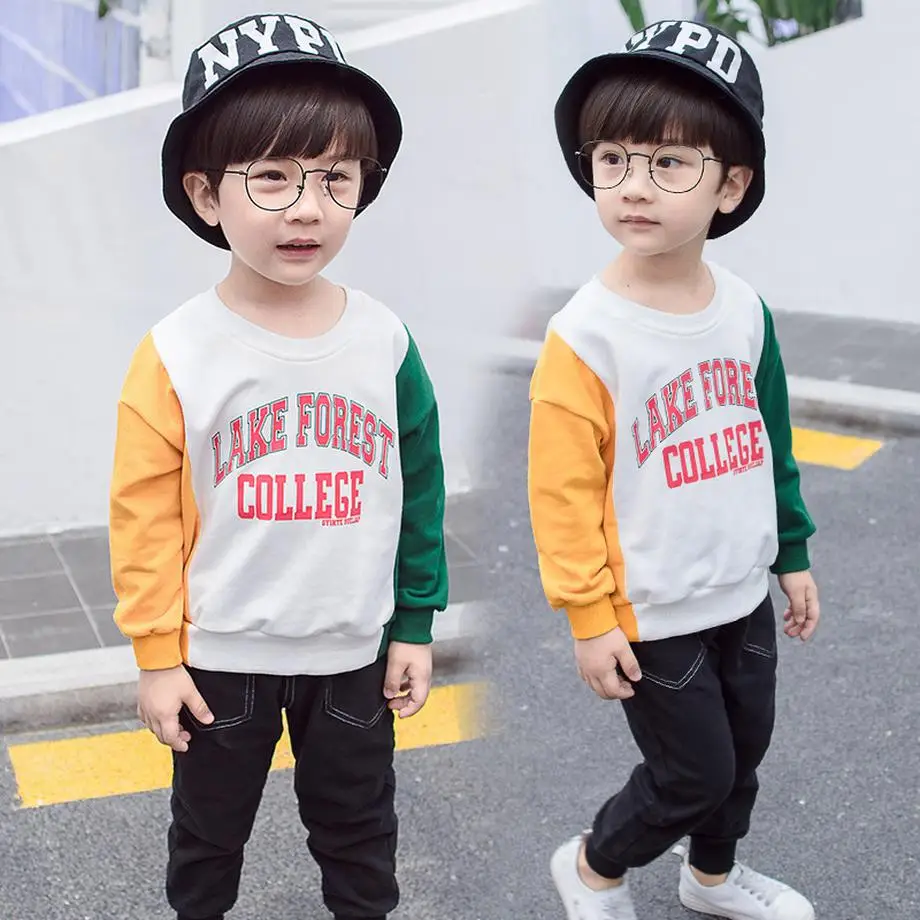 

Boys shirt 2018 new autumn children clothing baby boys long sleeve patchworking letter printed shirts for boy tops kids clothes