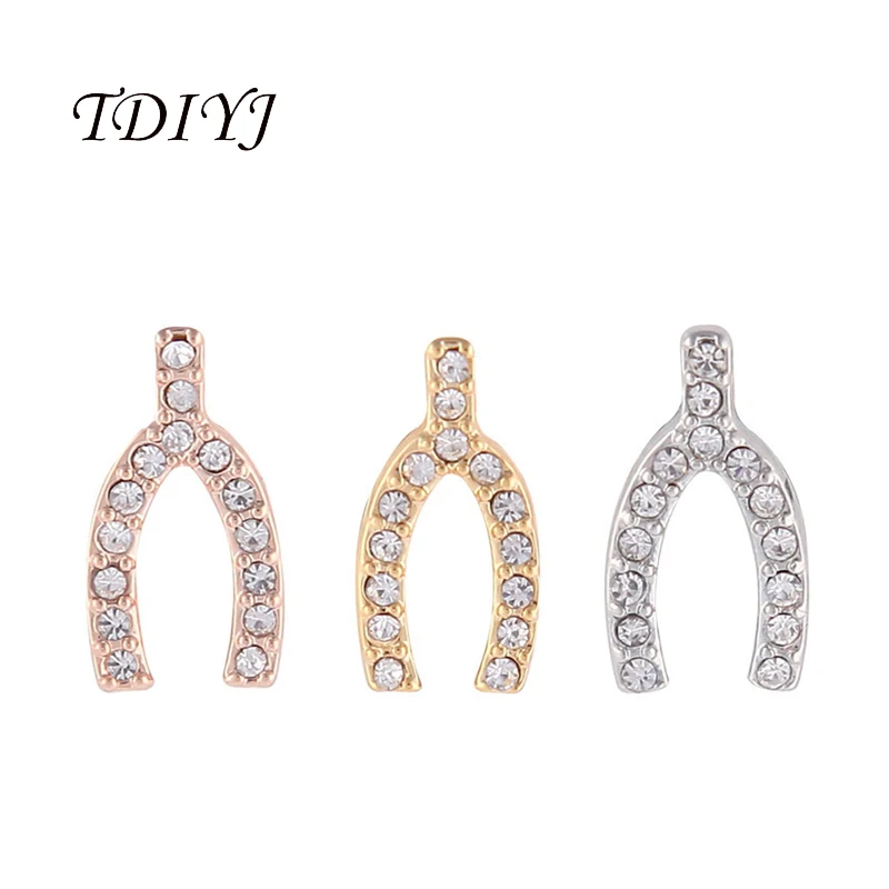 

TDIYJ 12Pcs New DIY KEEPER Jewelry Crystal Wishbone Slide Charms for Reversible Leather Wrappable Keeper Bracelet and Pendant