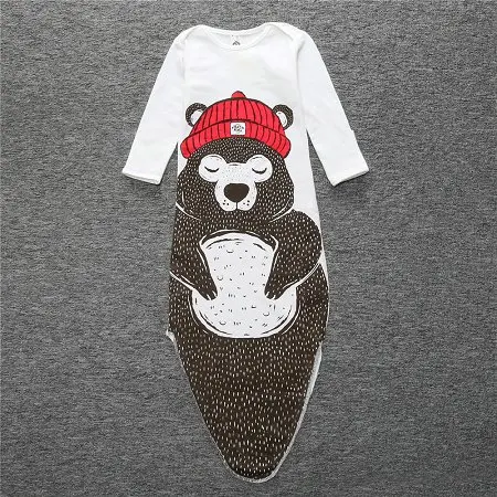 Vetements/модный детский спальный мешок с длинными рукавами; детская хлопковая одежда для сна с рисунком медведя для маленьких мальчиков - Цвет: Коричневый