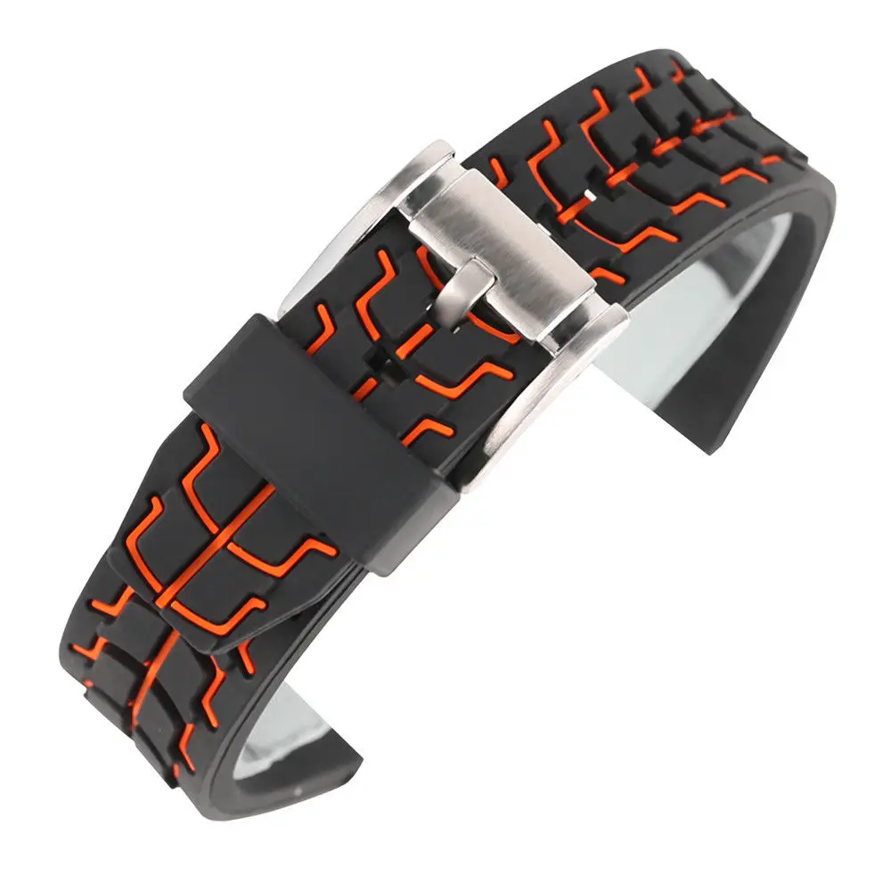 Shelhard Silicone Dual Color Watch Band Strap 20mm 22mm 24mm Waterproof Universal Watchband Strap Wrist Belt Bracelet