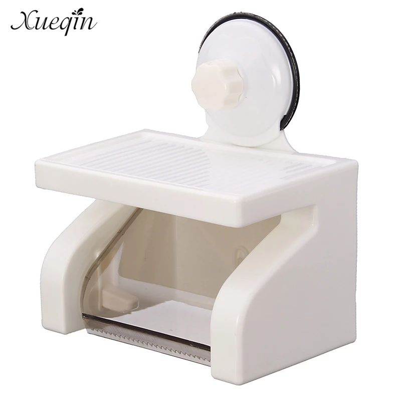 

Xueqin Free Shipping Waterproof Plastic Roll Paper Holder Strong Sucker Wall Mounted Bathroom Toilet Paper Tissue Holder Box