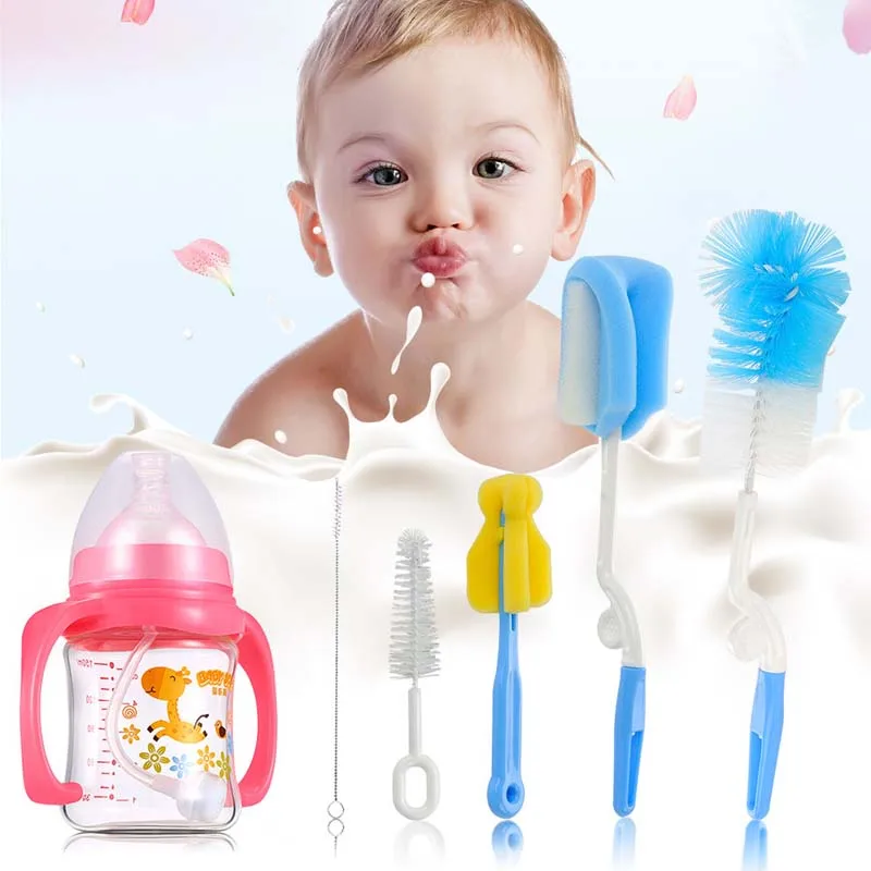 Baby-Feeding Bottle Brush Sponge Cleaner Straw Nipple Cleaning-Washing Tools x 5 