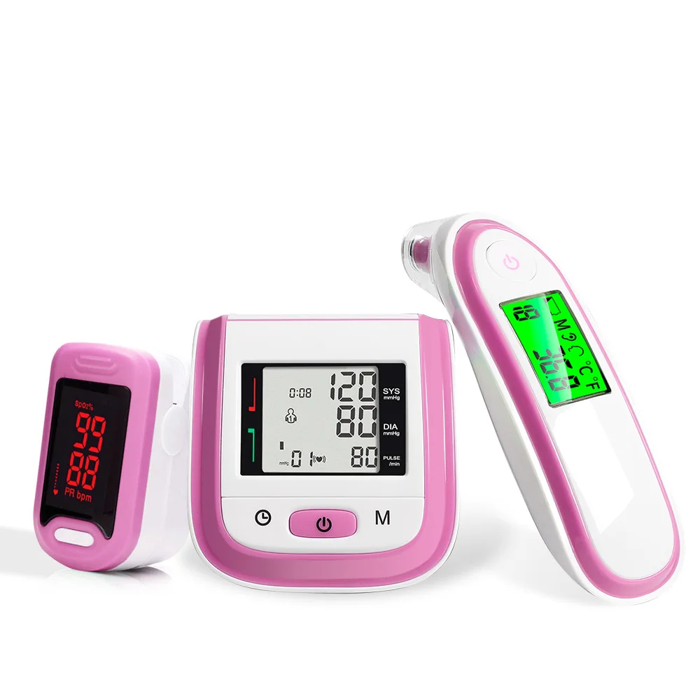 

Yongrow LCD Wrist Blood Pressure Monitor & LED Fingertip Pulse Oximeter & Baby Ear Infrared Thermometer Family Health Care Gift