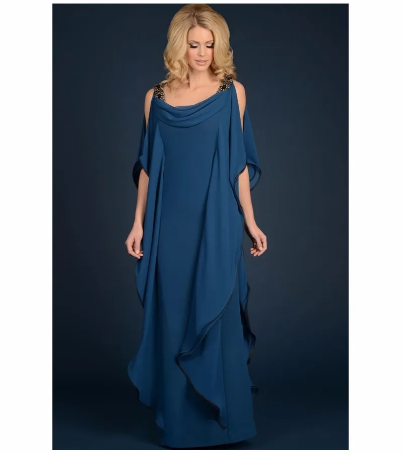 

2019 New Arrival Elegant Chiffon Mother of the Bride Dress with Beads and Sequined Long Formal Dresses for Wedding Prom Party