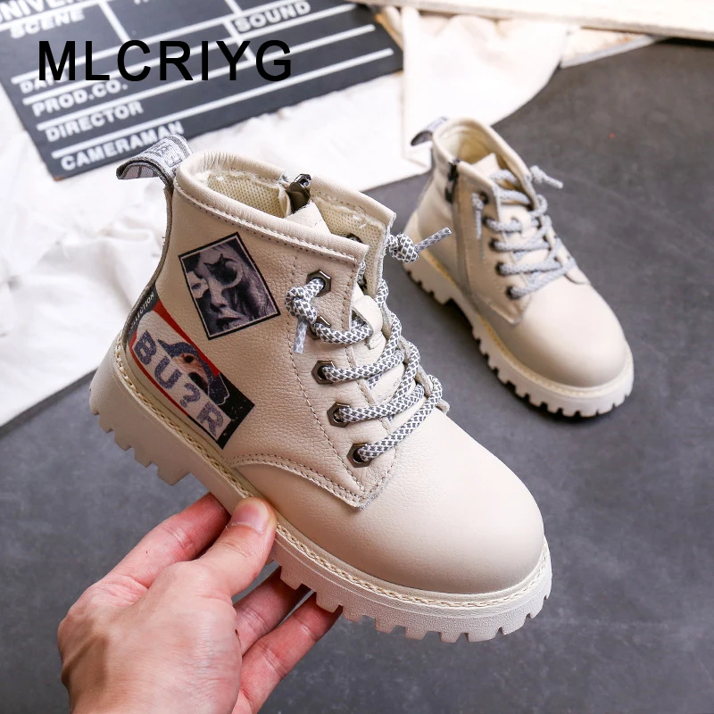 

Autumn Kids Martin Boots Children Genuine Leather Shoes Baby Girls Black Shoes Boys Ankle Boots Brand High Boots Fashion Shoes