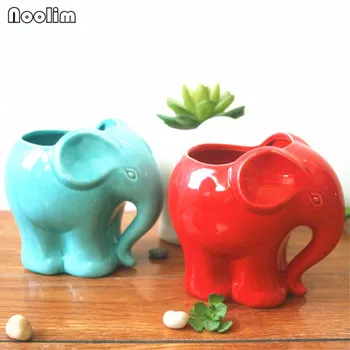 

NOOLIM 1pc Minimalist Elephant White Ceramic Planter for Succulents Decorative Succulents Pot Mini Flower Pot Home Garden Decor