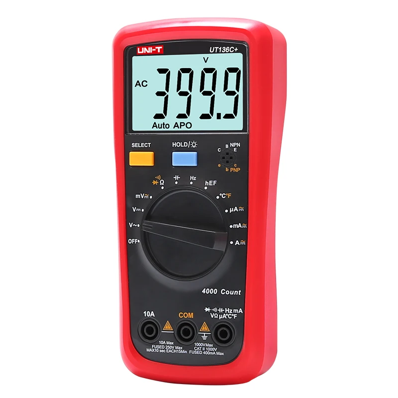UNI T Цифровой мультиметр Авто диапазон 1000 в 10A AC DC вольтметр измеритель емкости